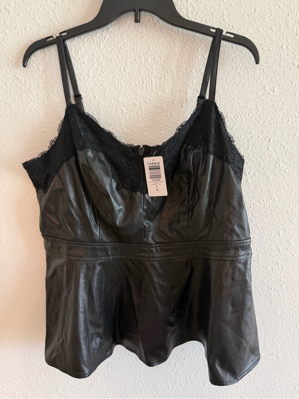 Torrid Black Faux Leather Lace tank